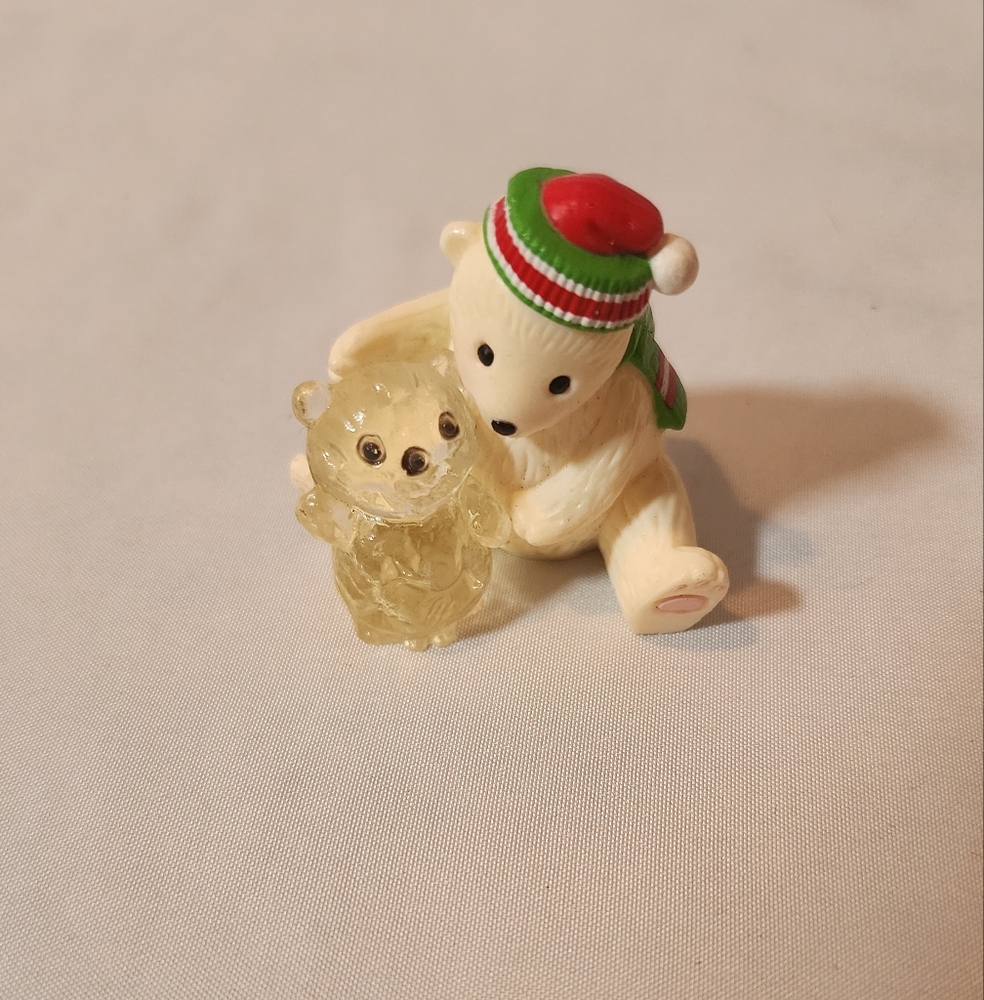 Vintage Hallmark Merry Miniature Figurine Featuring a Polar Bear And Cub